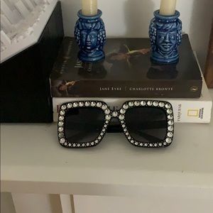 Black Faux-Christals Sunglasses